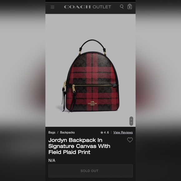 Coach Jordyn Backpack Red Plaid Signature - Picture 5 of 11